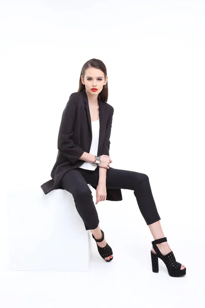 Mujer elegante en chaqueta — Foto de Stock