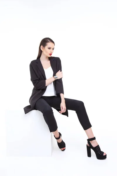 Elegant woman in jacket — Stock Photo, Image