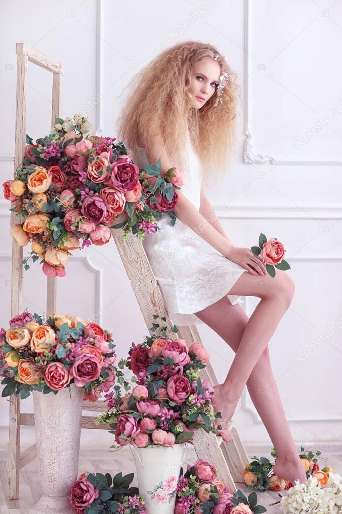 gorgeous woman with flowers