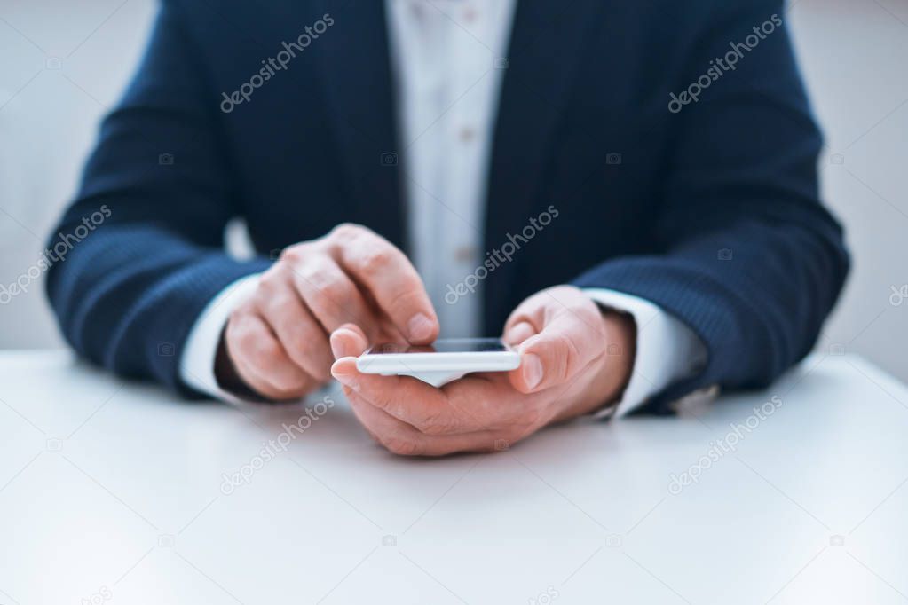 Man hands using mobile