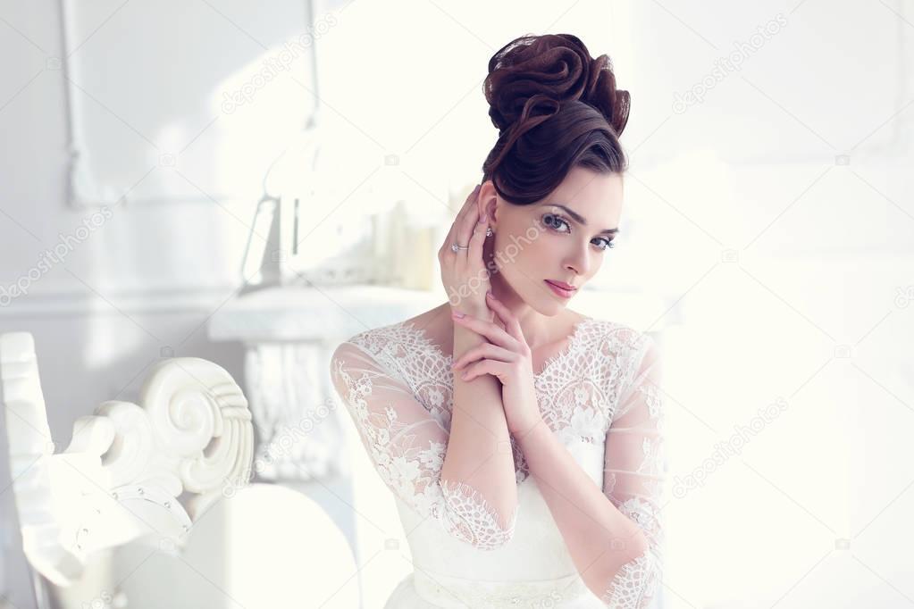 portrait of young gorgeous bride