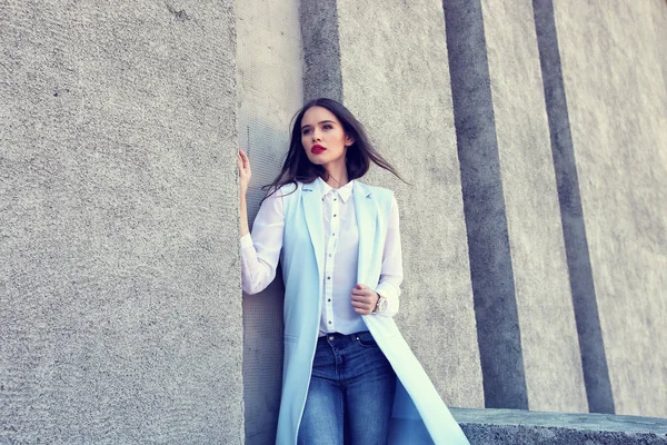 Elegant woman in blue jacket — Stock Photo, Image