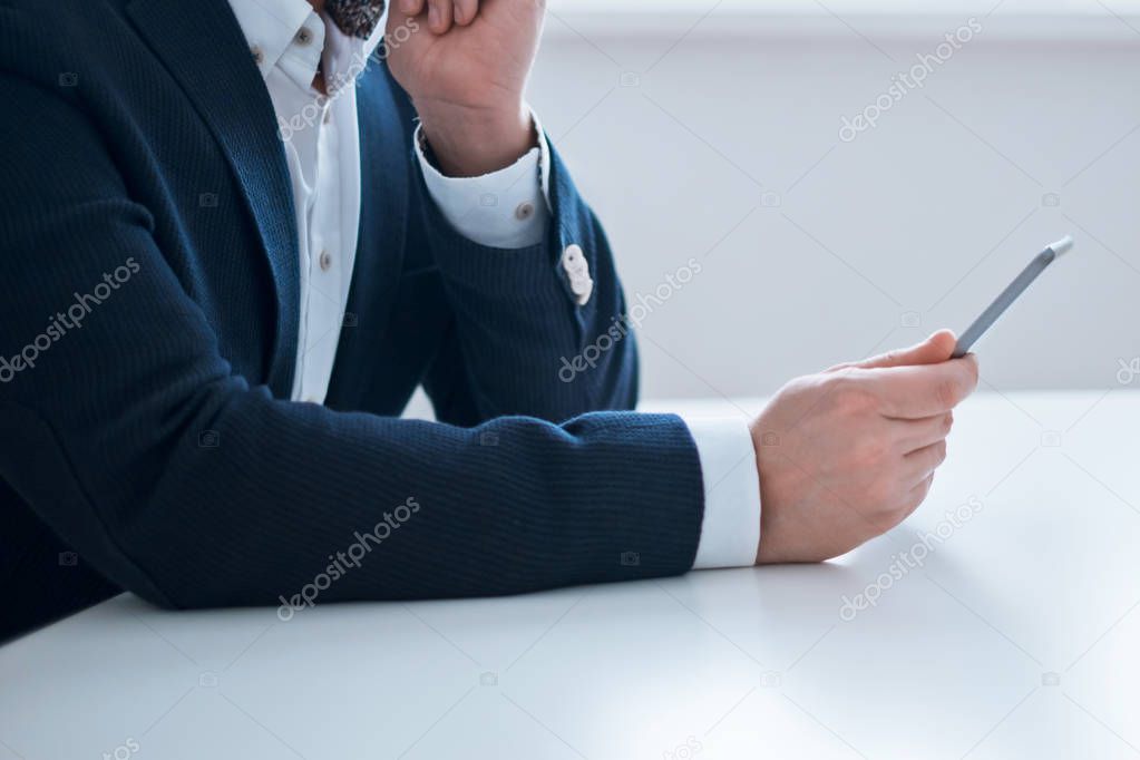 Man hands using mobile