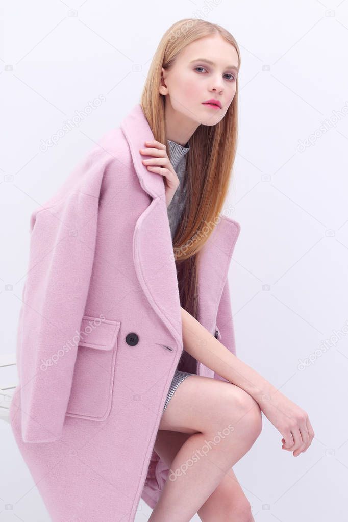 elegant woman in trendy coat