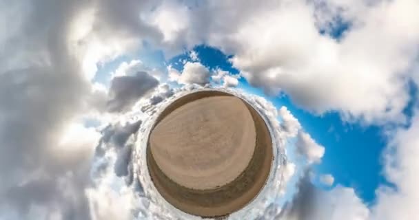 Petite Planète Transformation Avec Courbure Espace Torsion Abstraite Rotation Panorama — Video