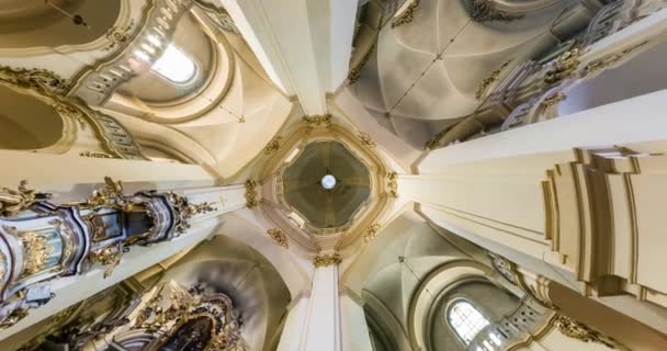 Spinning Torsion Interior View Looking Church Dome Murals Painting Stucco — Stock Video
