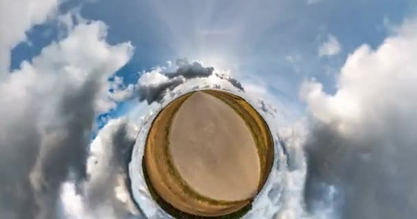 Little Planet Transformation Curvature Space Abstract Torsion Spinning Full Flyby — Stock Video