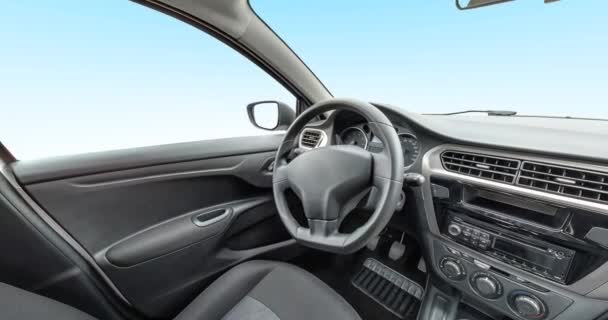 Panorama Interior Leather Salon Prestige Modern Car Steering Wheel Shift — Stock Video