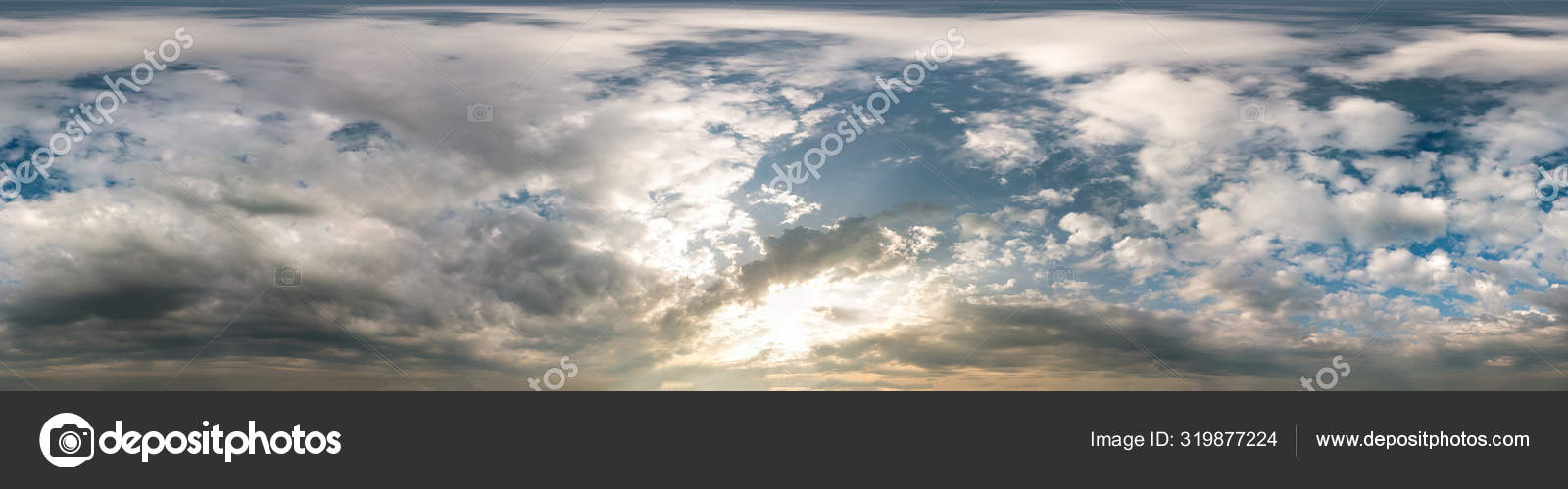 céu azul com belas nuvens. panorama hdri sem costura visão de