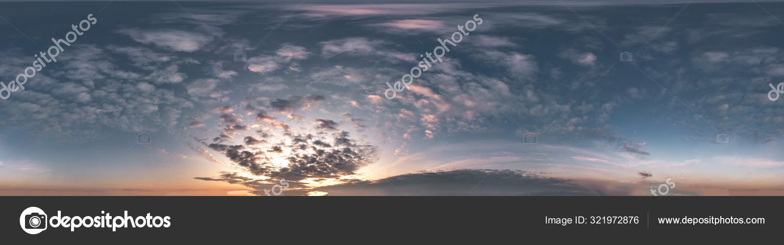 céu azul com nuvens. panorama hdri sem costura visão de ângulo de 360 graus  com zênite