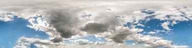 blue sky with beautiful cumulus clouds. Seamless hdri panorama 360 degrees angle view  with zenith for use in 3d graphics or game development as sky dome or edit drone shot clipart