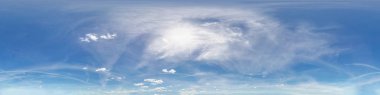 blue sky with beautiful cumulus clouds. Seamless hdri panorama 360 degrees angle view with zenith for use in 3d graphics or game development as sky dome or edit drone shot clipart