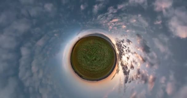 Little Planet Transformation Curvature Space Abstract Torsion Spinning Full Flyby — 图库视频影像