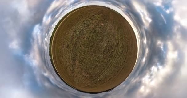 Little Planet Transformation Curvature Space Abstract Rotate Torsion Spinning Full — Stock Video