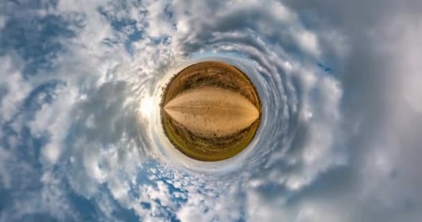 Little Planet Transformation Curvature Space Abstract Torsion Spinning Full Flyby — Stock Video