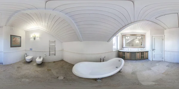 Grodno, Belarus - Aralık, 2019: Eksiksiz küresel hdri panorama 360 derecelik açıyla modern düz dairelerin banyo manzarası. — Stok fotoğraf