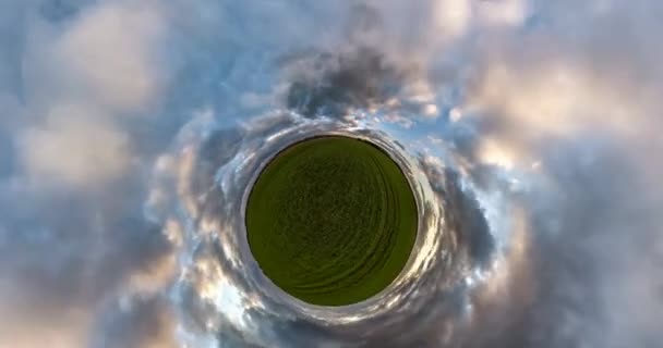 Little Planet Transformation Curvature Space Abstract Rotate Torsion Spinning Full — Stock Video