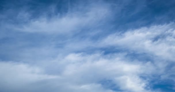Timelapse du fond du ciel bleu avec deux niveaux de minuscules stratus cirrus rayés nuages. Jour de dégagement et beau temps venteux  