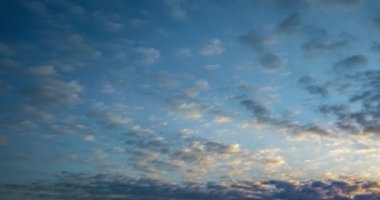 Timelapse of dark Blue sky background of tiny stratus cirrus striped clouds. Clearing evening and Good windy weather 