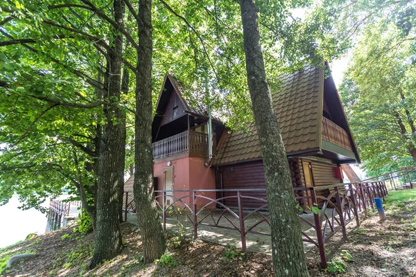 Maison Campagne Écologique Bois Dans Forêt Près Lac — Photo