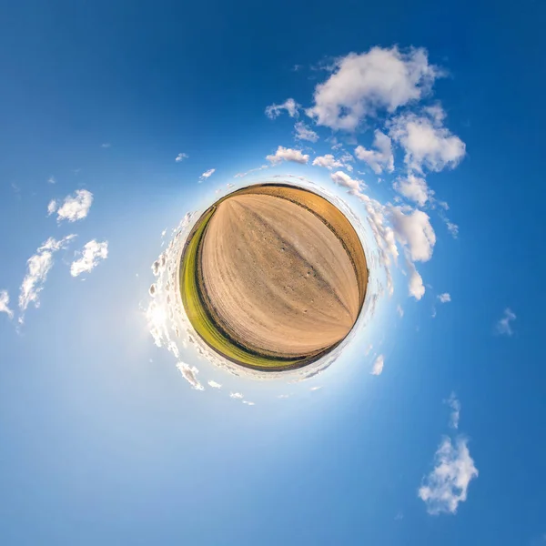 Pequena Transformação Planetária Panorama Esférico 360 Graus Visão Aérea Abstrata — Fotografia de Stock