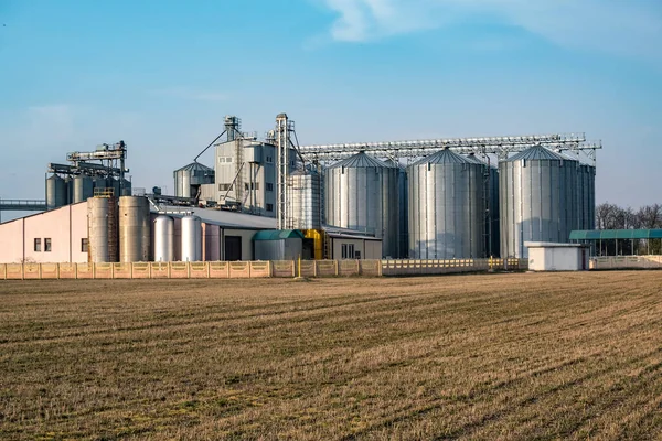 Pengolahan Agro Dan Pabrik Pengolahan Untuk Pengolahan Dan Perak Silo — Stok Foto