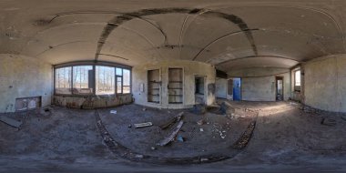 Boş beton oda ya da tamamlanmamış bina. tam dikişsiz küresel hdri panorama 360 derece açı görünümü eşdörtgen projeksiyon, hazır AR VR sanal gerçeklik içeriği