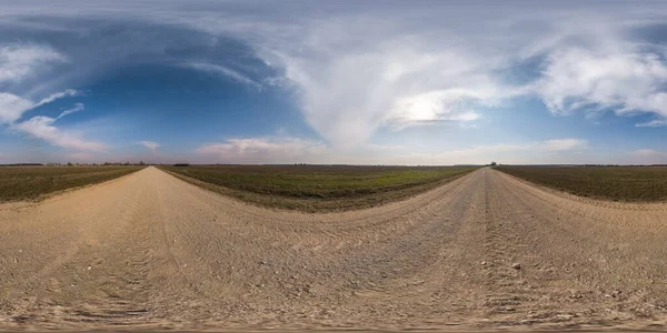 바다없는 Hdri Panorama 360 각도보기 봄날에 도로에 가상현실 콘텐츠 — 스톡 사진