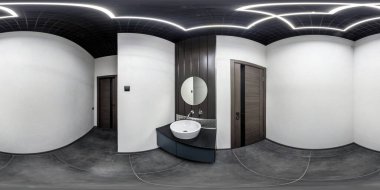 full seamless spherical hdri panorama 360 degrees angle view in interior wc restroom in modern public toilet in equirectangular projection clipart