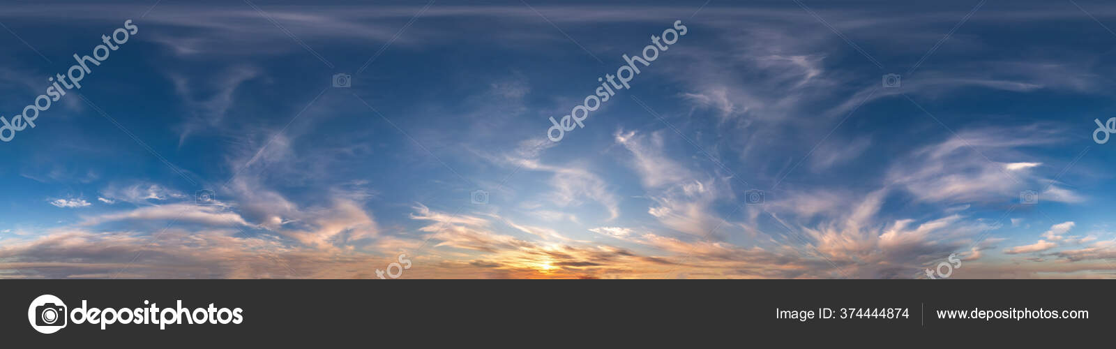 céu azul claro com belas nuvens. panorama hdri sem costura visão de ângulo  de 360 graus sem chão para uso em gráficos 3D ou desenvolvimento de jogos  como sky dome ou editar