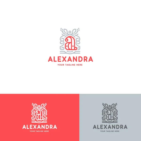 Luxe A Logo briefsjabloon bloeit kalligrafische elegante Ornament lijnen. Zakelijke Crest Sign, identiteit voor Restaurant, Royalty, Boutique, Hotel, heraldiek, sieraden, mode en andere. Vector Illus Stockvector