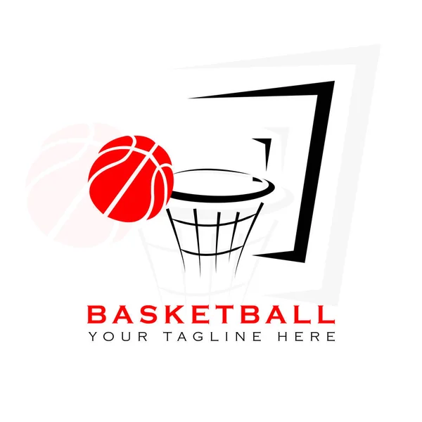 Logo Une Image Basket Ball Placé Dans Panier Basket Ball — Image vectorielle