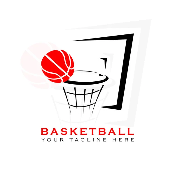 Logo Has Picture Basketball Placed Basket Basketball Logo Well Used — Stock Vector