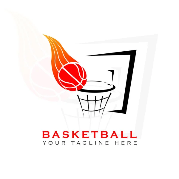 Logo Une Image Basket Ball Placé Dans Panier Basket Ball — Image vectorielle