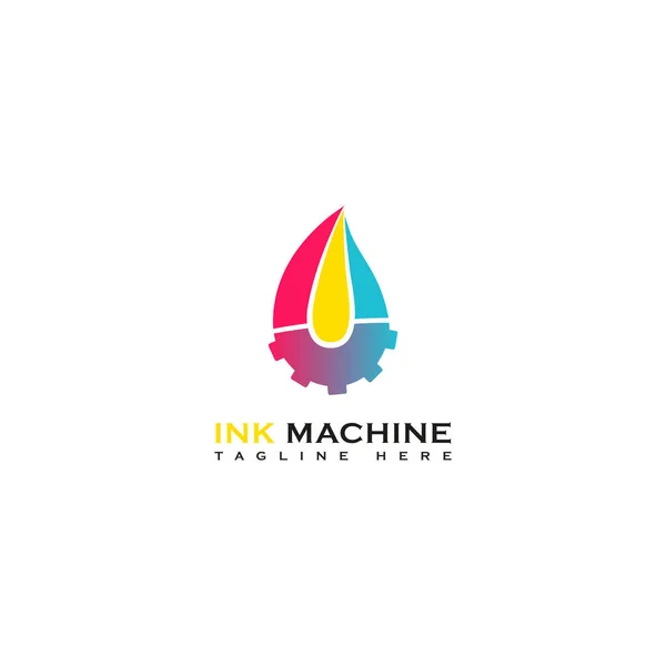 Este Logotipo Representa Una Máquina Herramienta Tinta Mediante Uso Símbolos — Vector de stock
