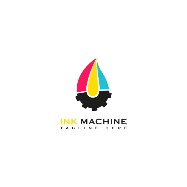 Este Logotipo Representa Una Máquina Herramienta Tinta Mediante Uso Símbolos — Vector de stock