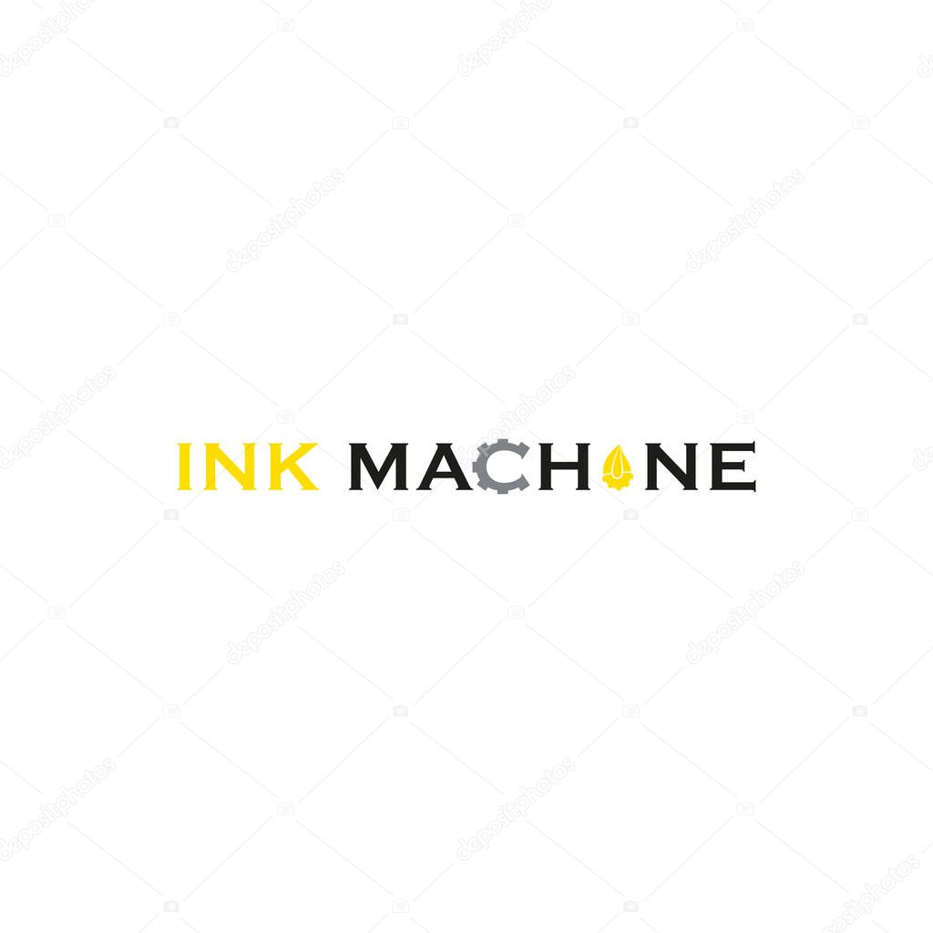 This logo depicts an ink machine tool by using 2 symbols namely the ink drop symbol and the gear symbol representing the machine. This logo is suitable for use by companies or businesses engaged in the printing and ink industry.