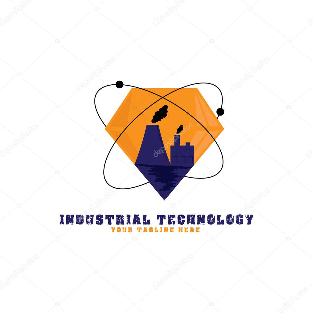 This logo depicts gems where there are industrial factories in them, where they are surrounded by atomic symbols. This logo is good for use by companies engaged in indutrial technology.