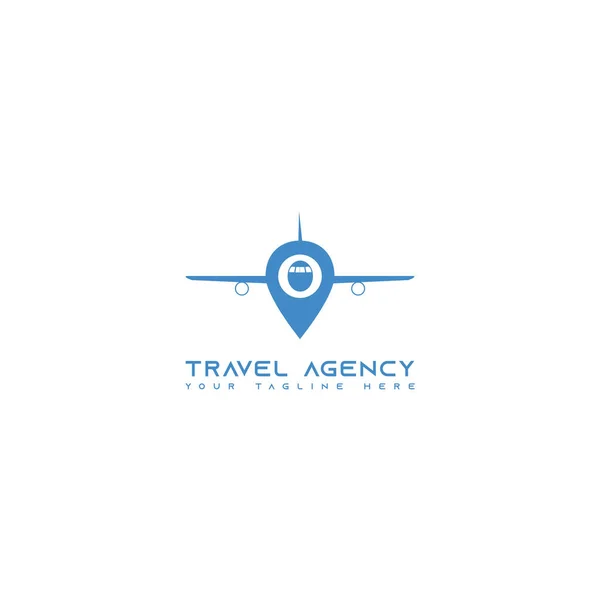 Este Logotipo Representa Avión Con Iconos Ubicación Lugar Este Logotipo — Vector de stock