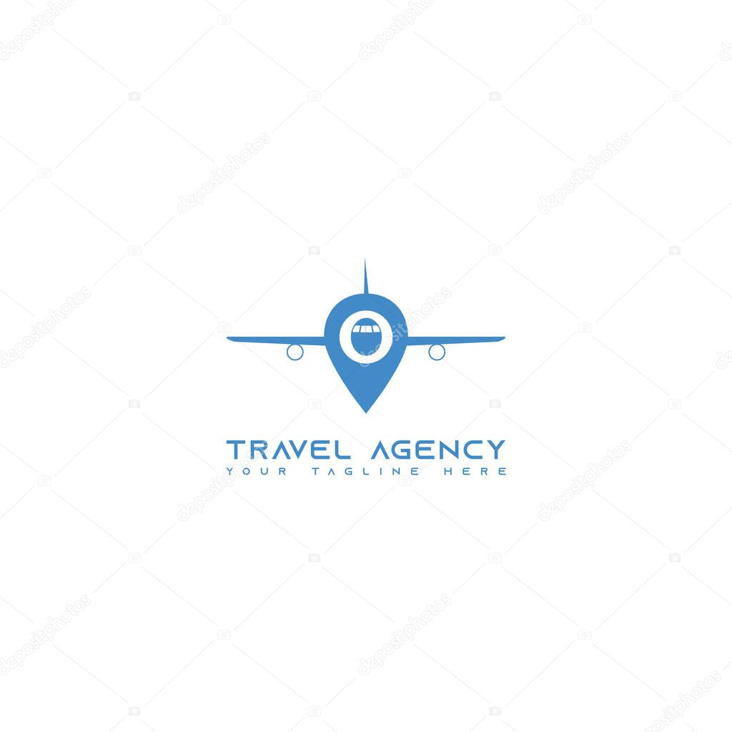 This logo depicts airplane with location or place icons. This logo is good for use by companies or businesses engaged in airlanes or related to travel or tourism.
