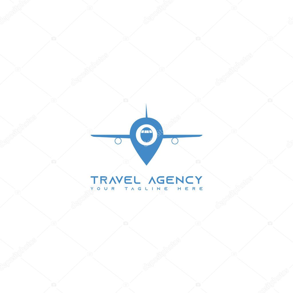 This logo depicts airplane with location or place icons. This logo is good for use by companies or businesses engaged in airlanes or related to travel or tourism. 