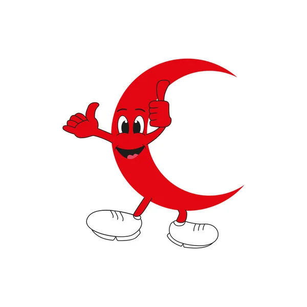 Deze Afbeelding Toont Rode Halvemaanmascotte Deze Illustratie Geïnspireerd Door Humanitaire — Stockvector