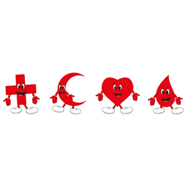 Cette Illustration Représente Mascottes Savoir Les Mascottes Croix Rouge Mondiale — Image vectorielle