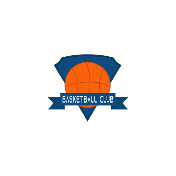 这张照片是篮球俱乐部的标志 里面有一个篮球 中间有一条带子 上面写着 Basketball Club 在它的后面是一个盾牌形的刺绣 — 图库矢量图片