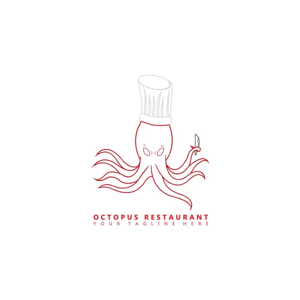 Esta Uma Imagem Logotipo Mascote Polvo Que Usa Chapéu Chef — Vetor de Stock