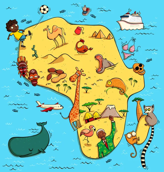 Illustrated Map of Africa — Stock Vector