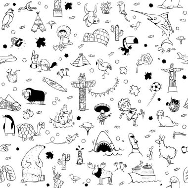 Dünya seamless modeli siyah beyaz