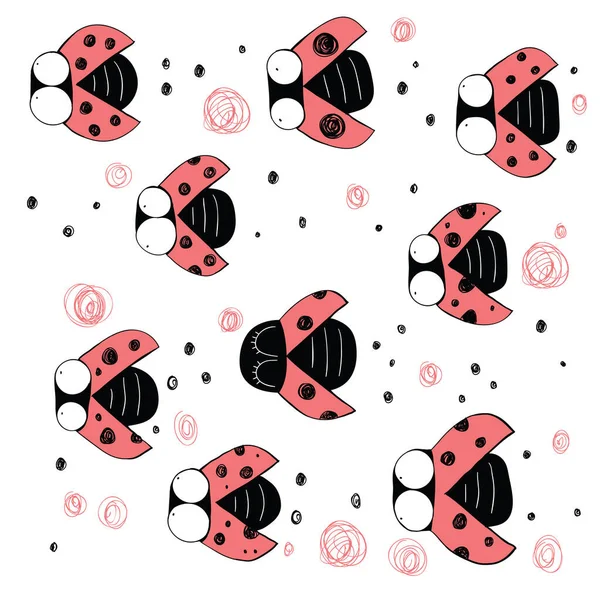 Collection Cute Ladybugs Flying Cartoon Set Eps10 Vector File Stock Vector