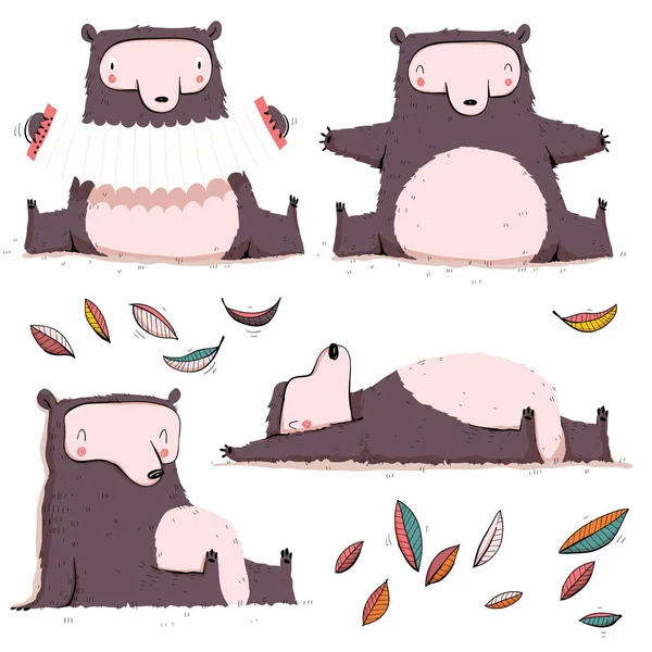 Coleção Ursos Bonitos Desenhos Animados Ficheiro Vetorial Eps10 Vetor De Stock