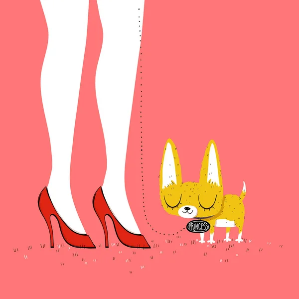 Симпатичная Иллюстрация Чихуахуа Женскими Ногами Векторный Файл Eps10 Лицензионные Стоковые Иллюстрации